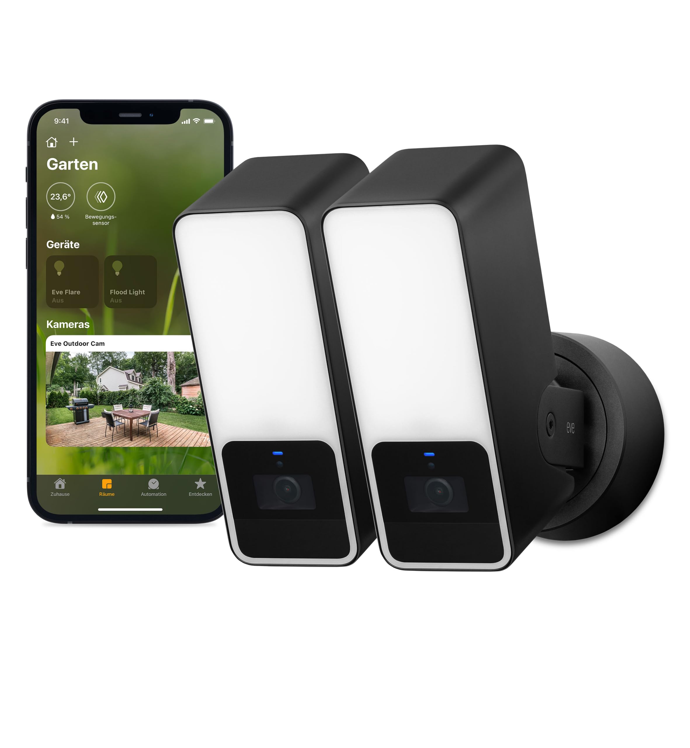 eve-outdoor-cam-apple-home-2er-pack-smarte-au-enkamera-mit-flutlicht-und-persone image 1