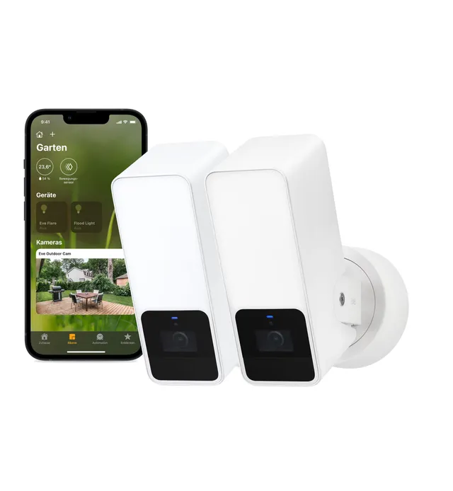 eve-outdoor-cam-wei-apple-home-2er-pack-smarte-au-enkamera-mit-flutlicht image 1